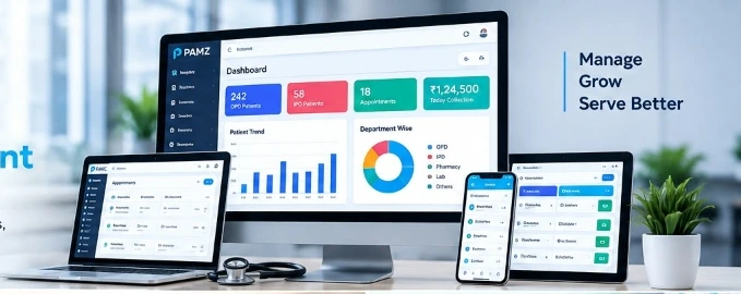PAMZ Software Multi-device Workspace: Desktop Monitor, Laptop, Tablet, and Mobile Dashboard